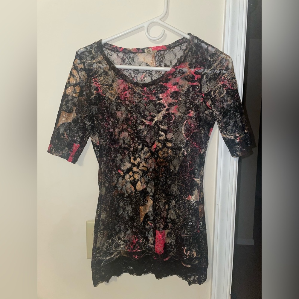 See through Buckle Lace top